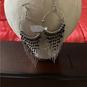 Black and Silver Dangle Earrings